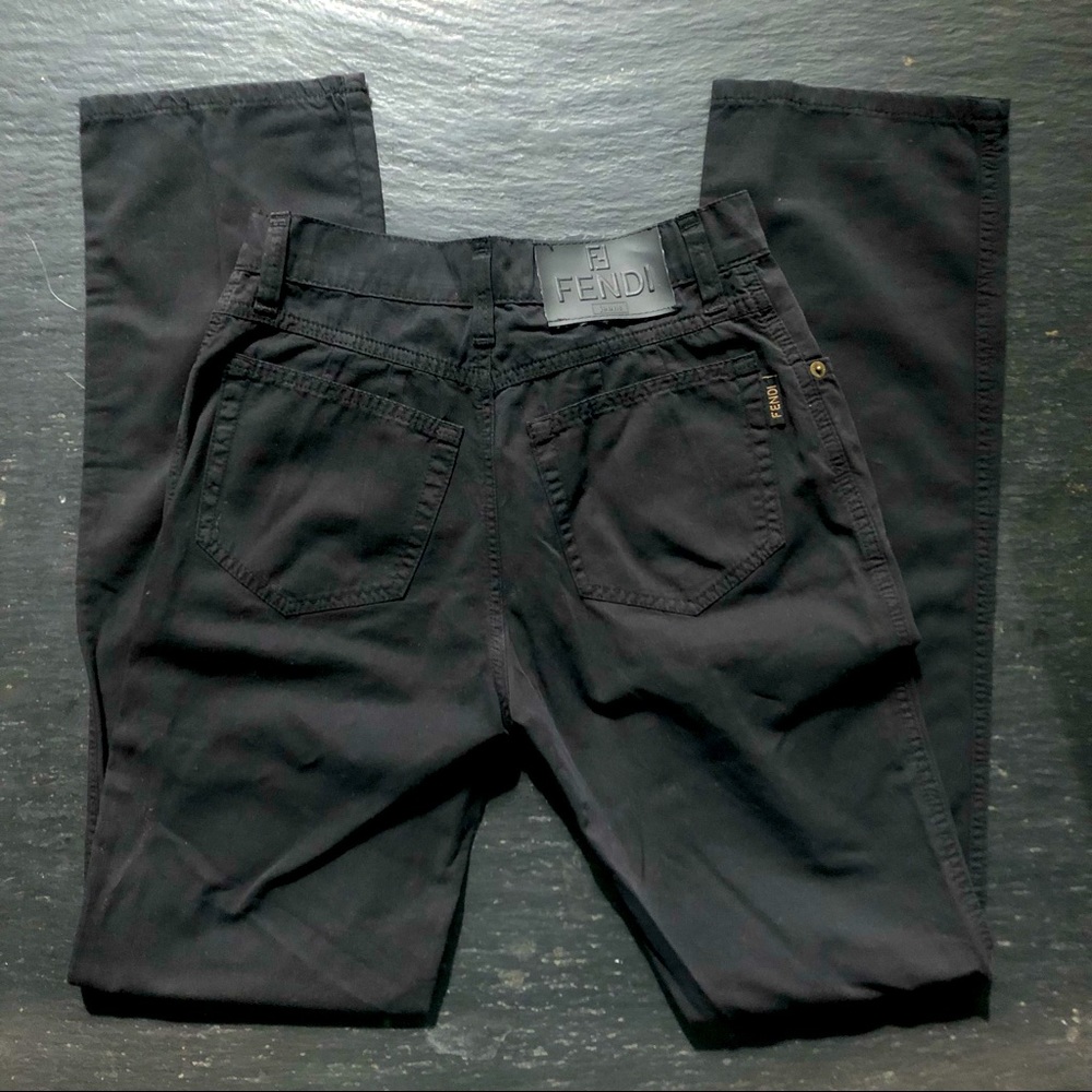 FENDI] NWOT  90’s Black High waist Straight leg 5pockets Denim Jean